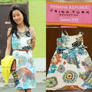 NWT Banana Republic Trina Turk Silk Floral Summer 2012 printed dress Size:4